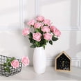 thumbnail image 3 of ZOELNIC 10 rosas artificiales para San Valentín, rosas de seda de tacto real, ramos de tallo largo con una sola flor falsa para decoración del hogar, boda o fiesta (10 rosas), 3 of 7
