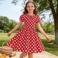 thumbnail image 4 of FYDUU Kids 1950S Dresses For Girls Collar Swing Party Dress Vintage 50S Polka Dot Dresses Elegant Summer Short Sleeve A-Line Sundress 4-5 Years, 4 of 4