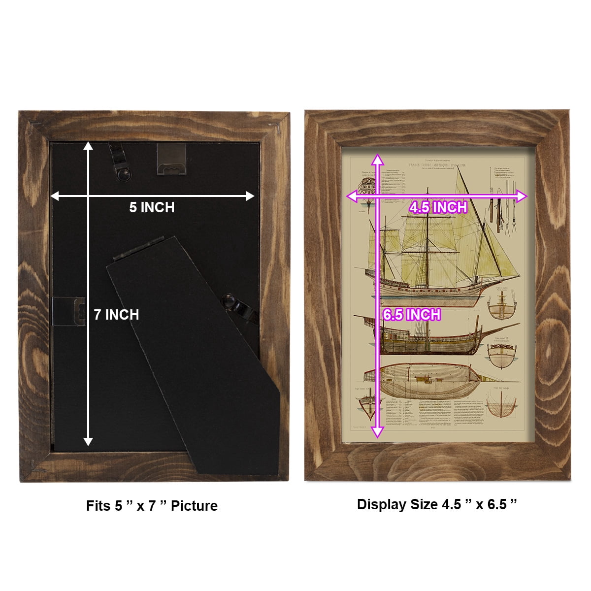Antique Ship Plan II -Framed Print w/glass-Walnut