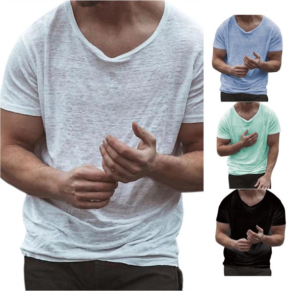 LIIPEE Summer Short Sleeve Tees For Men Solid Color Crew Neck Casual T Shirts Male Comfortable Breathable Versatile Tshirt,L