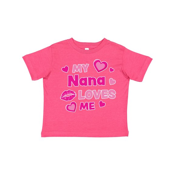 Inktastic Valentine's Day My Nana Loves Me Hearts and Lips Boys or Girls Toddler T-Shirt