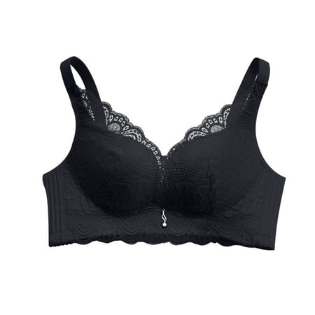 Bigersell Bra and Panty Sets for Women Ladies Comfortable Breathable No Underwire Lace Push-Up Adjustment Lift Bra Woman Underwear Big & Tall Size Sports Bra Female  Style 3919  Black 34B