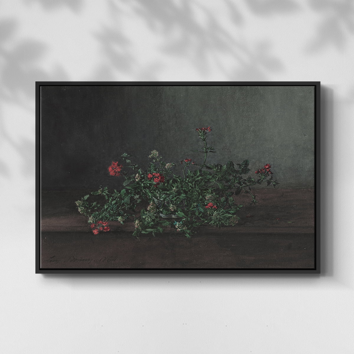 Vintage Botanical Print-XCIV By Wexford Home Framed in Black Wood Gallery Wrapped Canvas 25 in. x 37 in.