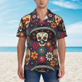 thumbnail image 4 of Bixox Men's Hawaiian Shirts Men's Skulls and Flowers Print Short-Sleeve Shirt-XX-Large, 4 of 8
