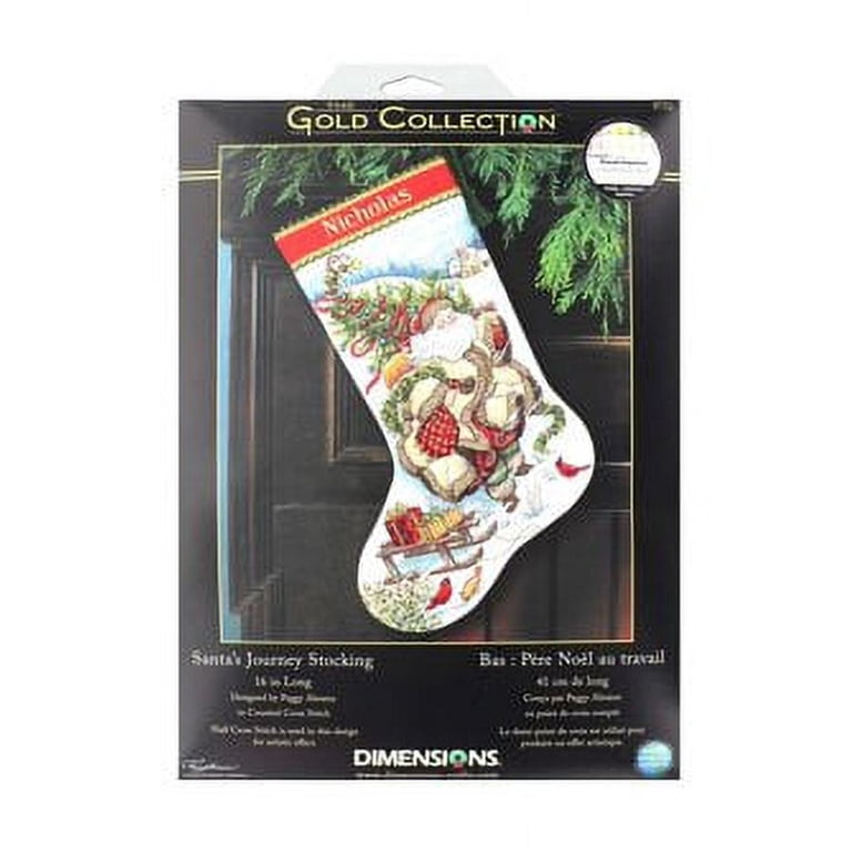 Calcetín Navideño De Llama Dimensions Counted Cross Stitch Kit 16 Long-Gnome Stocking (14 Count) – Biblioteca Nacional De Angola Proyecto De Costura Festivo