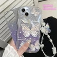 thumbnail image 6 of Wave Curl Border Butterfly Phone Case with or Without Glitter Pink Paper, with or Without Chain, Girly, for iPhone 15 14 13 12 11 Pro Max X XS XR 7 8 Phone Case (A8,iPhone 11 Pro), 6 of 8