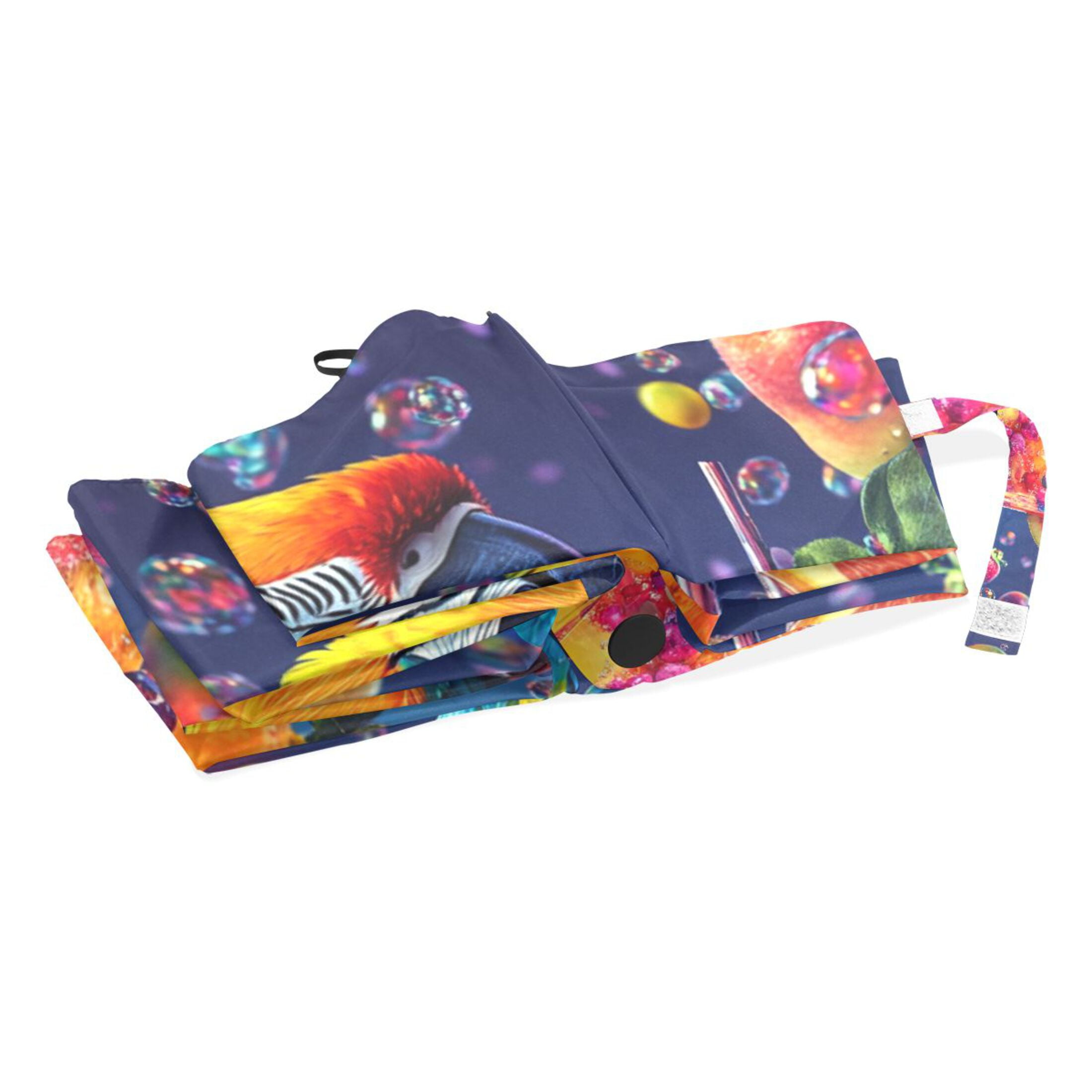 BZSMCE One-Touch Auto Open Close Rain Umbrella With Creative Tropical Paradise Parrot Pattern