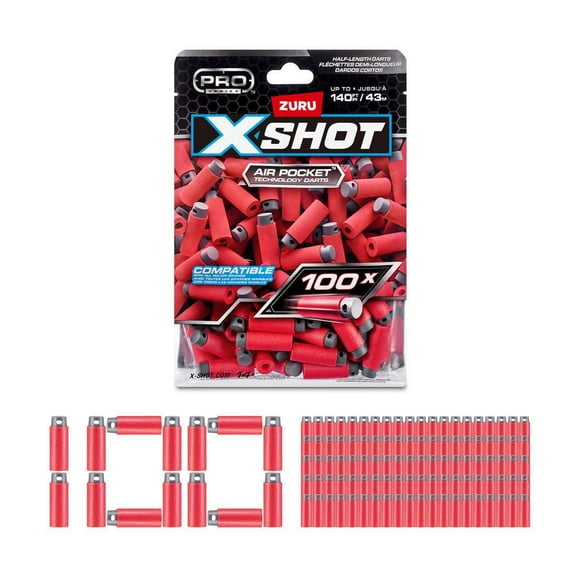 Confezione di ricarica con 100 dardi a mezza lunghezza XSHOT Pro Series di ZURU