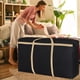 thumbnail image 4 of Bolsa de almacenamiento de tela resistente para mudanzas, impermeable, organizador de ropa y edredones con asas reforzadas, capacidad extra grande para ropa de cama, mantas, almohadas, juguetes,, 4 of 9