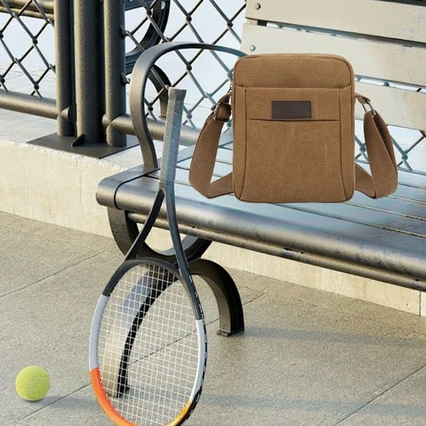 Bolso de lona estilo coreano para hombre | Bandolera mediana | Bolso informal de gran capacidad para hacer ejercicio y caminar | Tejido natural ecológico color café