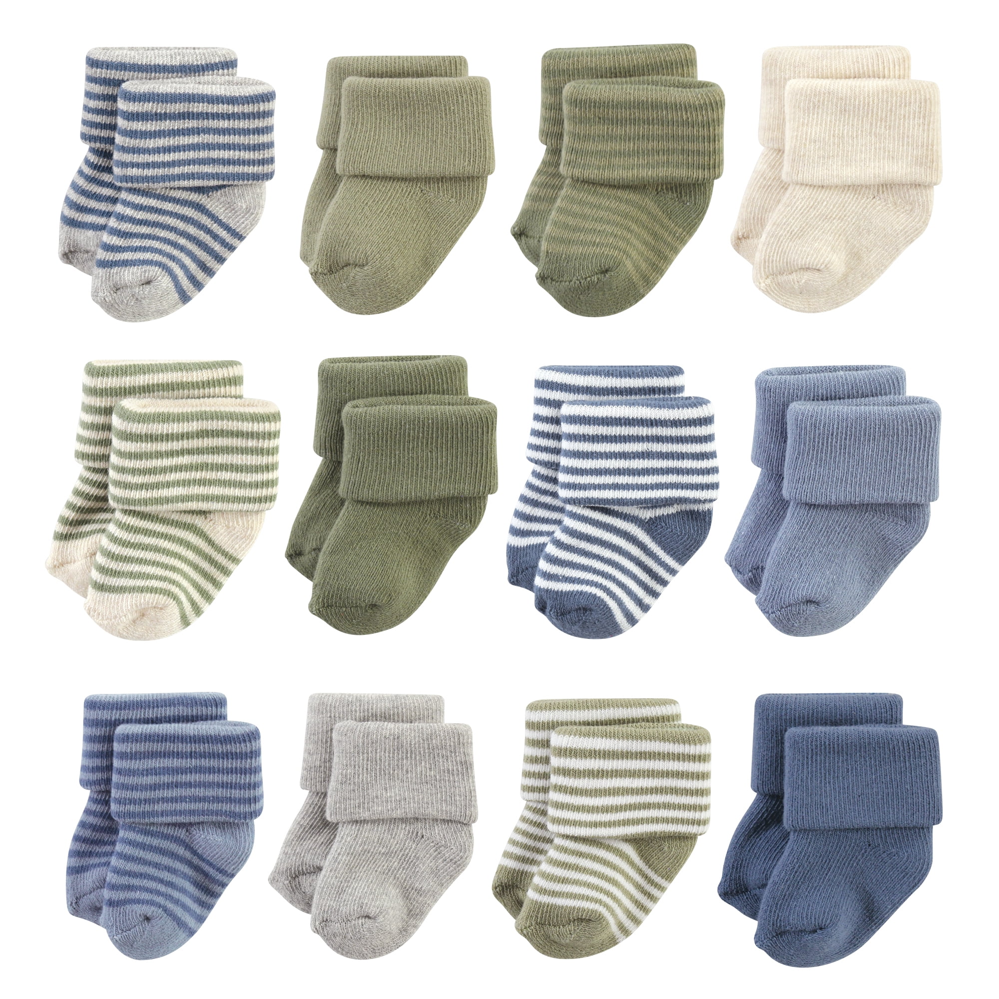 Hudson Baby Cotton Rich Baby Terry Socks 24-Pack, Blue Sage