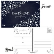 White Floral Save The Date Postcards - Set of 50 Postcards