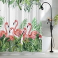 thumbnail image 2 of Shower Curtains for Bathroom-36"x72",Rustic Pink Flamingo Green Leaves Waterproof Bath Curtain Grommet Shower Curtain Set with Hooks, 2 of 9