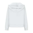 thumbnail image 5 of Cotton Hoodies Half Zip Drawstring Plain Hooded Pullover Crop Sweatshirts with Front Pocket Workout Clothes (XL, White), 5 of 7