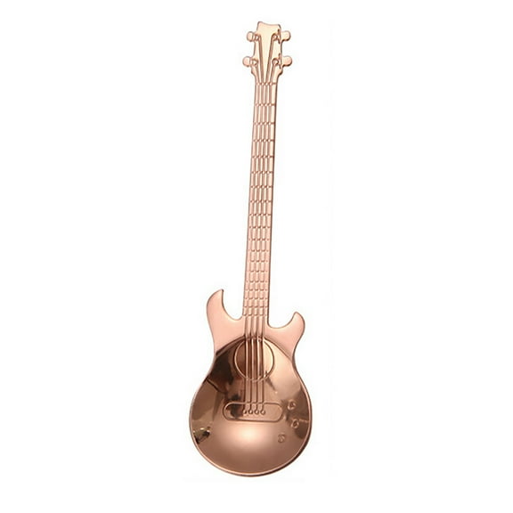 Qiopertar Under $5 Guitar Shape Stainless Steel Spoon, Coffee Tea Drinking Flatware Utensil, Unique Music Theme Cutlery