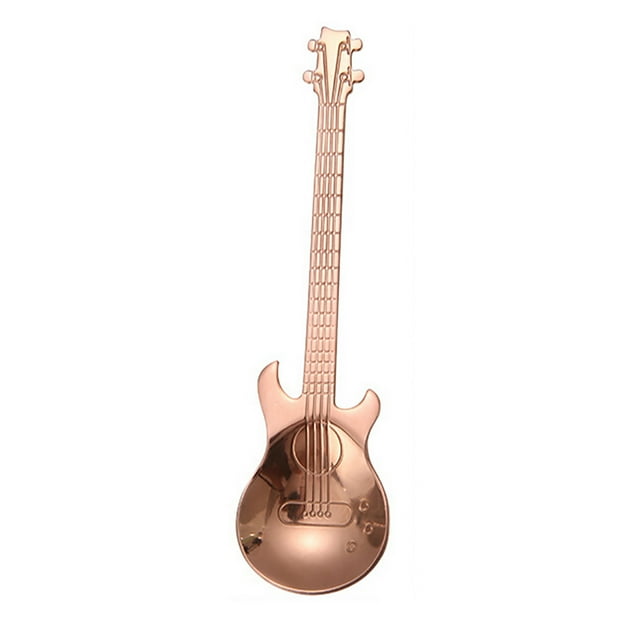 Cuchara de Guitarra de Acero Inoxidable, Diseño Único para Café y Té, Duradera y Fácil de Limpiar, Opciones Multicolor, Perfecta para Uso Diario o Regalo, 12 Cm de Largo, 18 G de Peso.