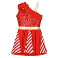 thumbnail image 2 of Aislor Christmas Party Dance Girls Candy Cane Costume Sleeveless One Shoulder Bowknot Tutu Dress Red 12, 2 of 7