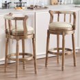 thumbnail image 2 of S-HOME Cow Top Leather Bar Stool 26.5 Inch Height Solid Wood Frame 360 Degree Swivel Chair for Kitchen, 2 of 12