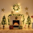 thumbnail image 2 of Costway 4pcs Pre-lit Christmas Decoration Set w/ Garland Wreath & Entrance Trees, 2 of 12