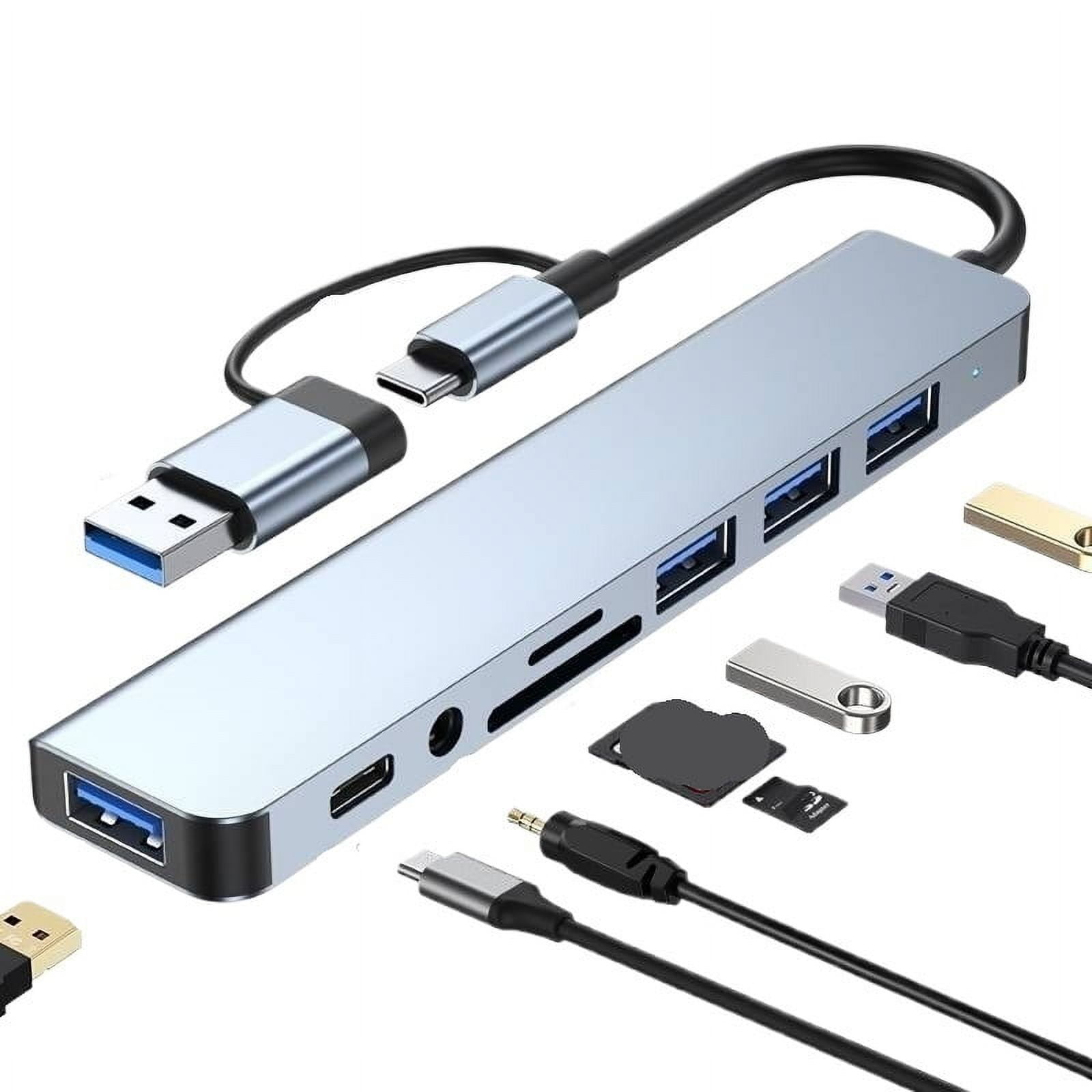 USB C Hub USB Splitter 8 in 2 Extender with 4 USB Port 1 USB C Port TF/SD Card Reader Audio Output