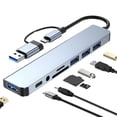thumbnail image 1 of USB C Hub USB Splitter 8 in 2 Extender with 4 USB Port 1 USB C Port TF/SD Card Reader Audio Output, 1 of 5