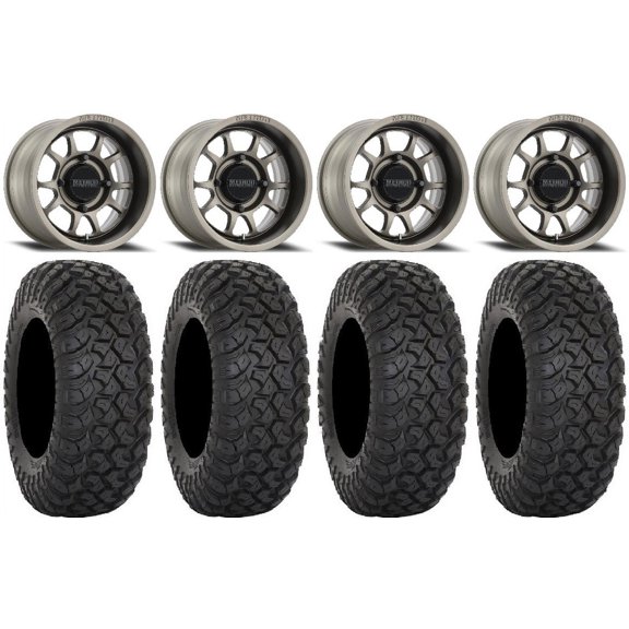 Method 409 15" Grey (4 3) Wheels 35" RT320 Tires Kawasaki Mule Pro FXT