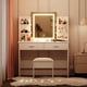 thumbnail image 3 of Vanity escritorio con lighted mirror: makeup vanity set con power outlet, cushioned stool, 6 almacenamiento estantes, 2 grande cajones y 3 - color light con adjustable brightness, blanca, 3 of 7