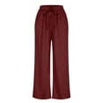 thumbnail image 4 of oqasdz Women Casual Pants High Waist Tied Drawstring Wide Leg Sweatpants with Pockets Comfortable Loose Fit Trousers Versatile Streetwear, 4 of 4
