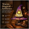 thumbnail image 3 of Stained Glass Witch Hat Lamp, Tiffany Style USB LED Night Light for Halloween Party & Witchy Home Decor,Blush,11.81 in, 3 of 8