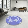 thumbnail image 4 of Ahgly Company Machine Washable Indoor Round Transitional Jeans Blue Area Rugs, 3' Round, 4 of 7