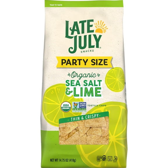 Late July Sea Salt ESF27 & Lime Organic Tortilla Chips, 14.75 Oz Bag
