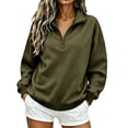 thumbnail image 3 of Women Sweatshirt Sevevn Quarter Zip Stand Collar Oversized Fit Soft Fleece Fabric Drop Shoulder Long Sleeve Pullover Top For Daily Casual Lounging Outdoor Wear, 3 of 8