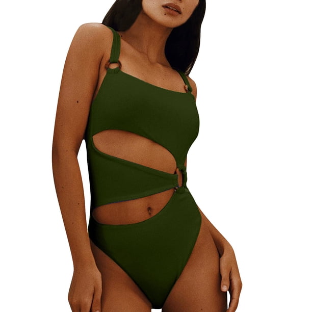 Traje de baño Gibobby bikini de color sólido con tirantes Sexy para Mujer