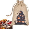 thumbnail image 5 of Bolsas de regalo de arpillera de Halloween, bolsas de golosinas o dulces, pequeñas bolsas de yute de lino de Halloween para fiestas infantiles, banderas en una cuerda y, 5 of 5