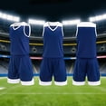 thumbnail image 2 of XINXIAOO Kids Sports Shorts Set Blue Boys Girls Basketball Jersey Outfit 2pc Breathable Lightweight Tracksuit Tank Top Track Shorts For Practice and Competition 5-6 Years, 2 of 6