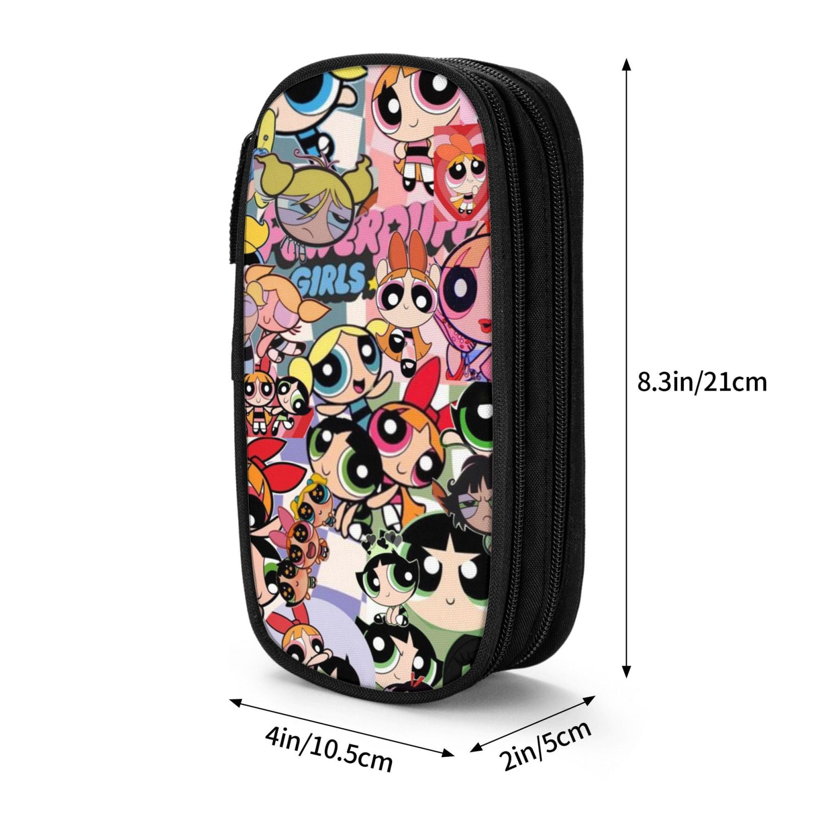 The Powerpuff Gi-rls Pencil Case Large Capacity Pencil Pouch Penbag Office Stationery Organizer Travel Makeup Bag Black