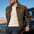 thumbnail image 3 of RAOENJADO Mens Racer Jacket PU Faux Leather Bomber Varsity Coat Casual Vintage Biker Streetwear Brown L, 3 of 8