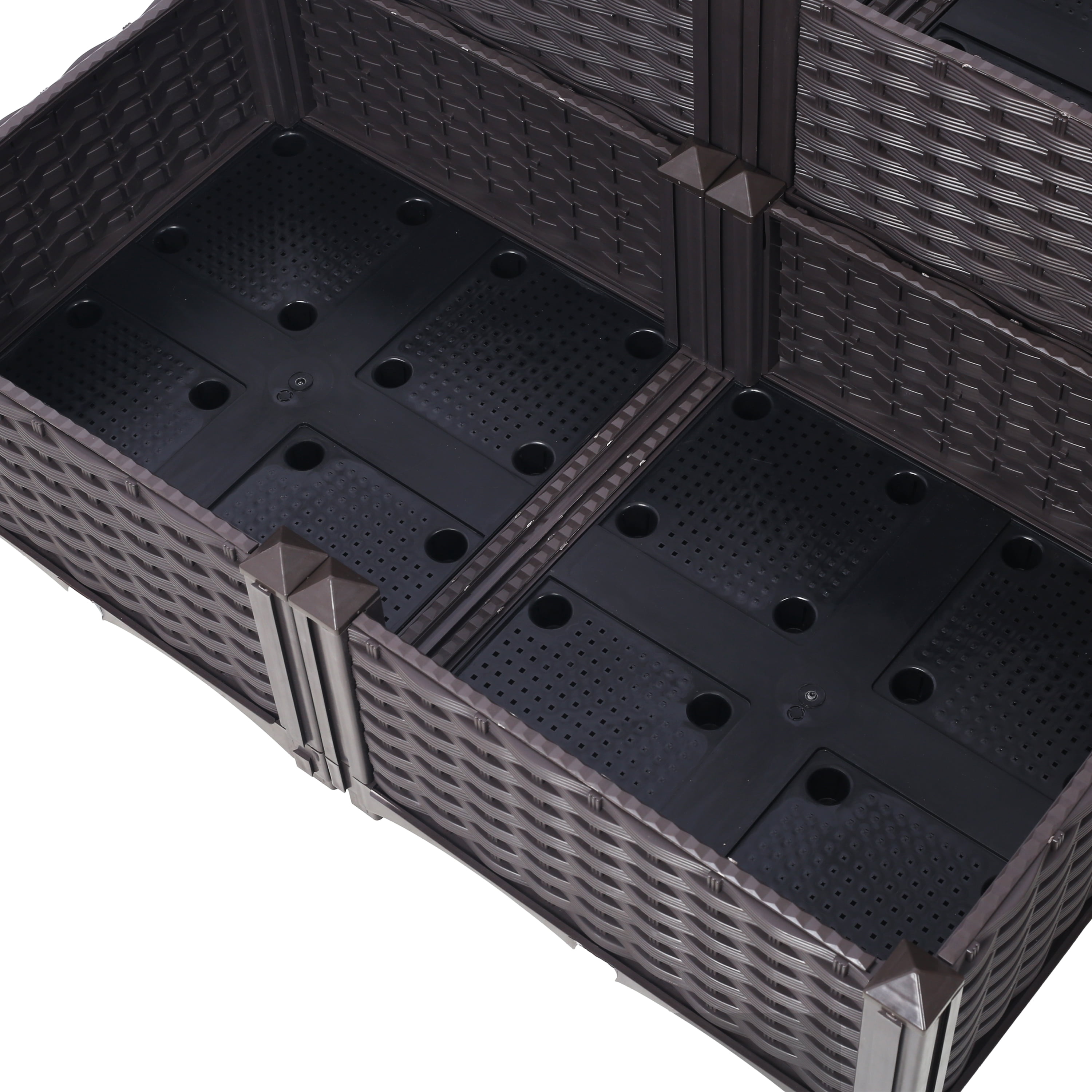 4 Piece Raised Garden Bed with Legs, Self-Watering Planter Box Raised Bed to Grow Flowers, Herbs & Vegetables, Brown