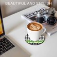 thumbnail image 6 of St. Patrick's Day Coasters Set of 6, Absorbent Coasters for Drinks, Green Shamrock Grasses Black White Plaid Coaster for Desk Coffee Table Protection, Home Decor House Warming Gifts 4", 6 of 8