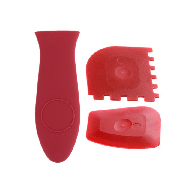 3 Pieces Handle Protector Heat-insulated Plastic Scraper Pot Handles Cookware Wear-resistant Kitchen Tableware for Household Red/3 Pieces