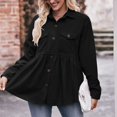 thumbnail image 6 of IROINNID Shirts for Women Long Sleeve Casual Button Down Loose Fit Pleated Blouse with Pocket,Black, 6 of 6