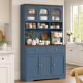 thumbnail image 3 of Hiphuta 71"in Modern Kitchen Pantry Storage Cabinet, Freestanding Kitchen Hutch Cabinet with Adjustable Shelves & Microwave Stand, Coffee Hutch for Dining Room, Blue, 3 of 7