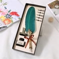 thumbnail image 2 of Juego de pluma de pavo vintage, bolígrafo de inmersión, regalo de empresa, bolígrafo de metal tallado con tinta, regalo de vacaciones, 2 of 5
