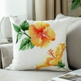 thumbnail image 3 of LALILO Throw Pillow Covers Watercolor Orange Hibiscus Flowers Cushion Cover 18" x 18", 2 Pack, 3 of 6