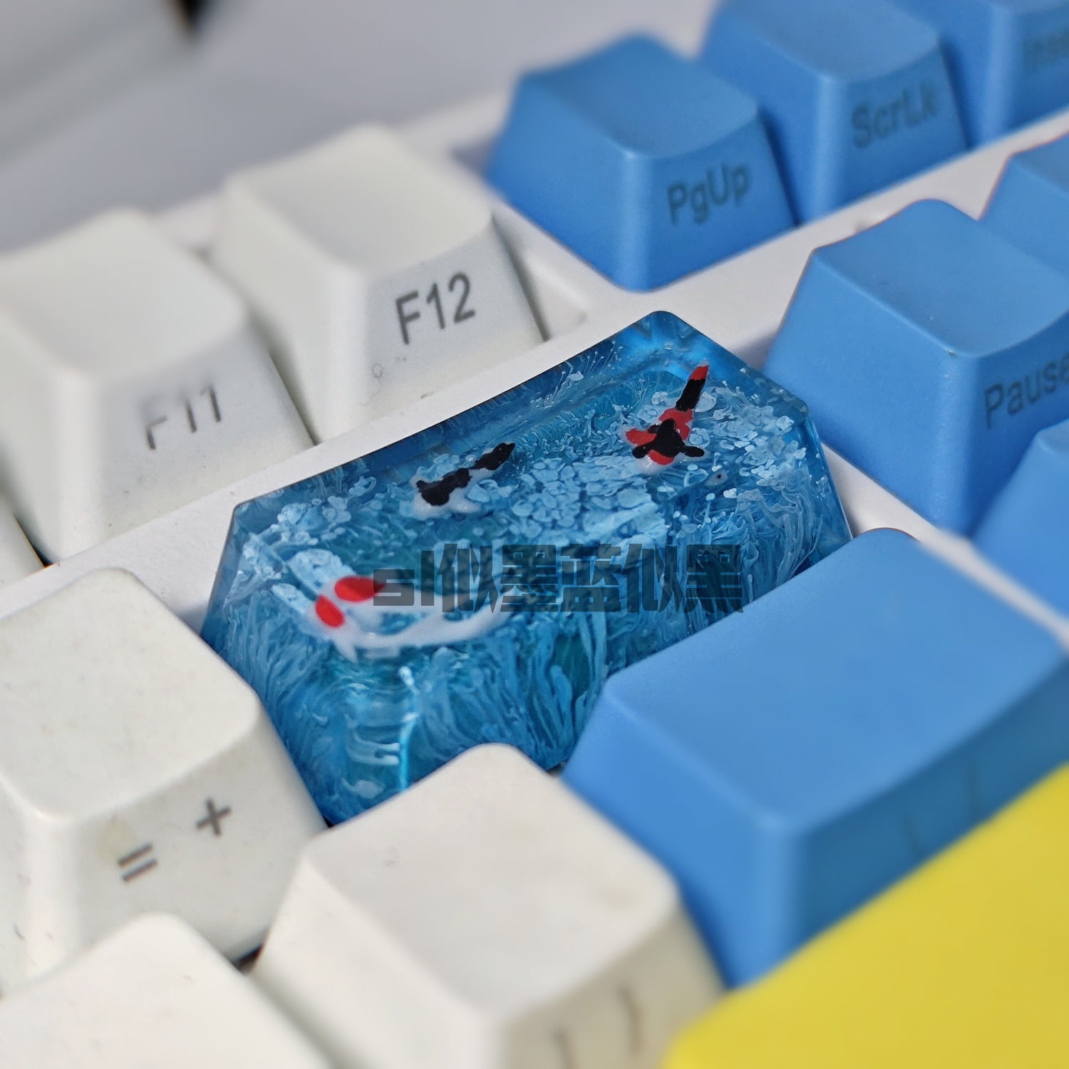 Artisan Resin Keycap, Zen Pond Design 2u Backspace for Mechanical Keyboard, Handcrafted Gift