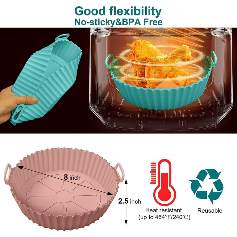 Reusable Air Fryer Liners silicone,7.5 inch square,Non-Stick Silicone Air Fryer Basket Mats,Air Fryer Accessories for Ninja,Gourmia,Power XL,GoWise