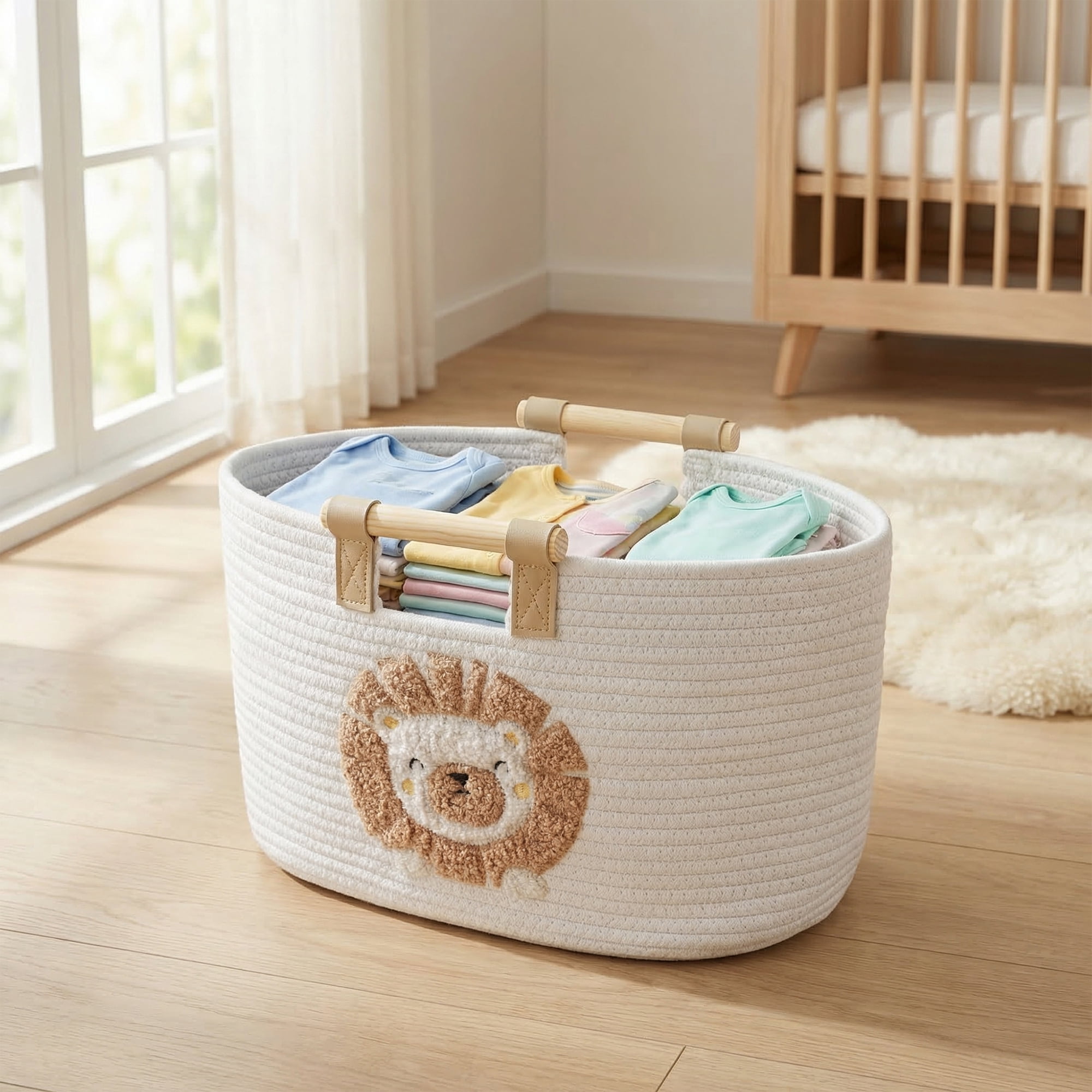 Unique Bargains Easy Shaping Woven Shelf Closet Storage Bin Lion 15*9.4*7.9in