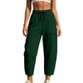 thumbnail image 3 of Women's Sweatpants Lounge with Elastic Waist Ladies' Wide Leg Curved Knife Casual Loose 9-inch Elastic Waist Drawstring Pocket Long Sweatpants Comfy Sweatpants for Women Gifts for Her, 3 of 8