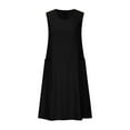 thumbnail image 5 of gakvbuo summer tank dresses for women 2024 vacation Women's Cotton Linen Color Loose Round Neck Sleeveless Dress, 5 of 7