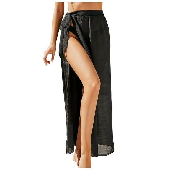 Celivon Womens Bathing Suit Cover Up Slub Cotton New Summer Wind Beach Holiday Beach Dress Blouse Black Swimsuit for Women